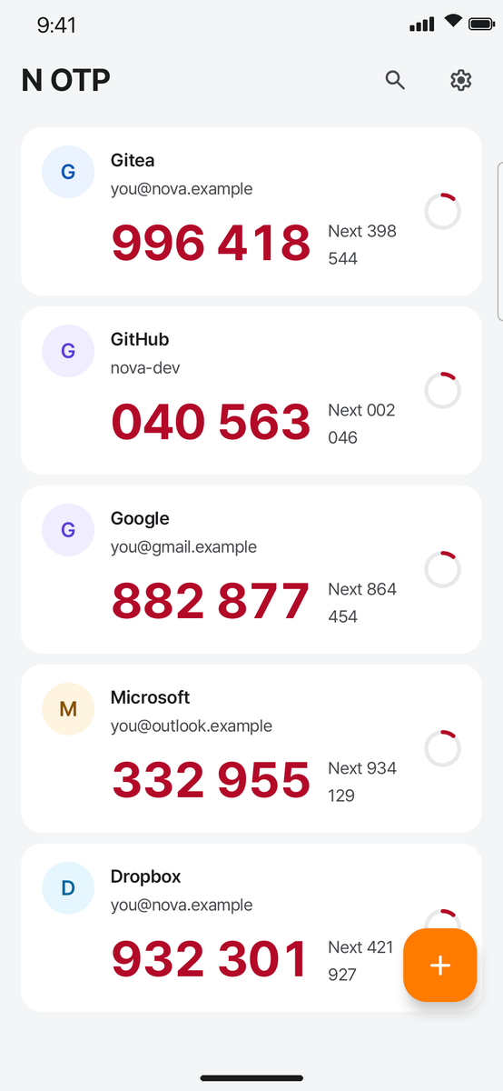 Just before the change: red codes with the next code shown beside them